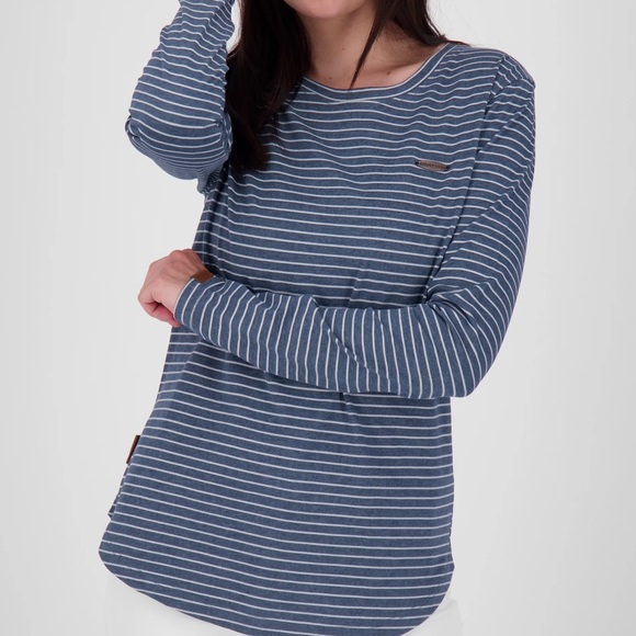Long Sleeved Top | Alife and Kickin | Medium | Marine Melange with white stripes - Picture 2 of 6